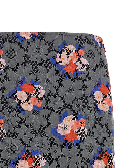 Falda Midi De Algodón Fendi Para Mujer En Color Gris