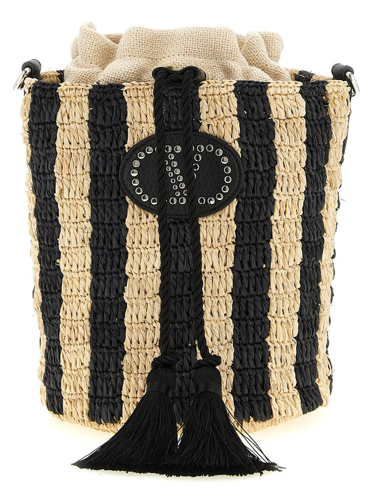 Bolso de hombro Valentino Garavani de paja negro