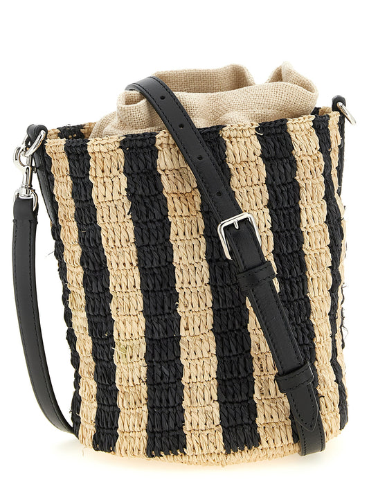 Bolso de hombro Valentino Garavani de paja negro