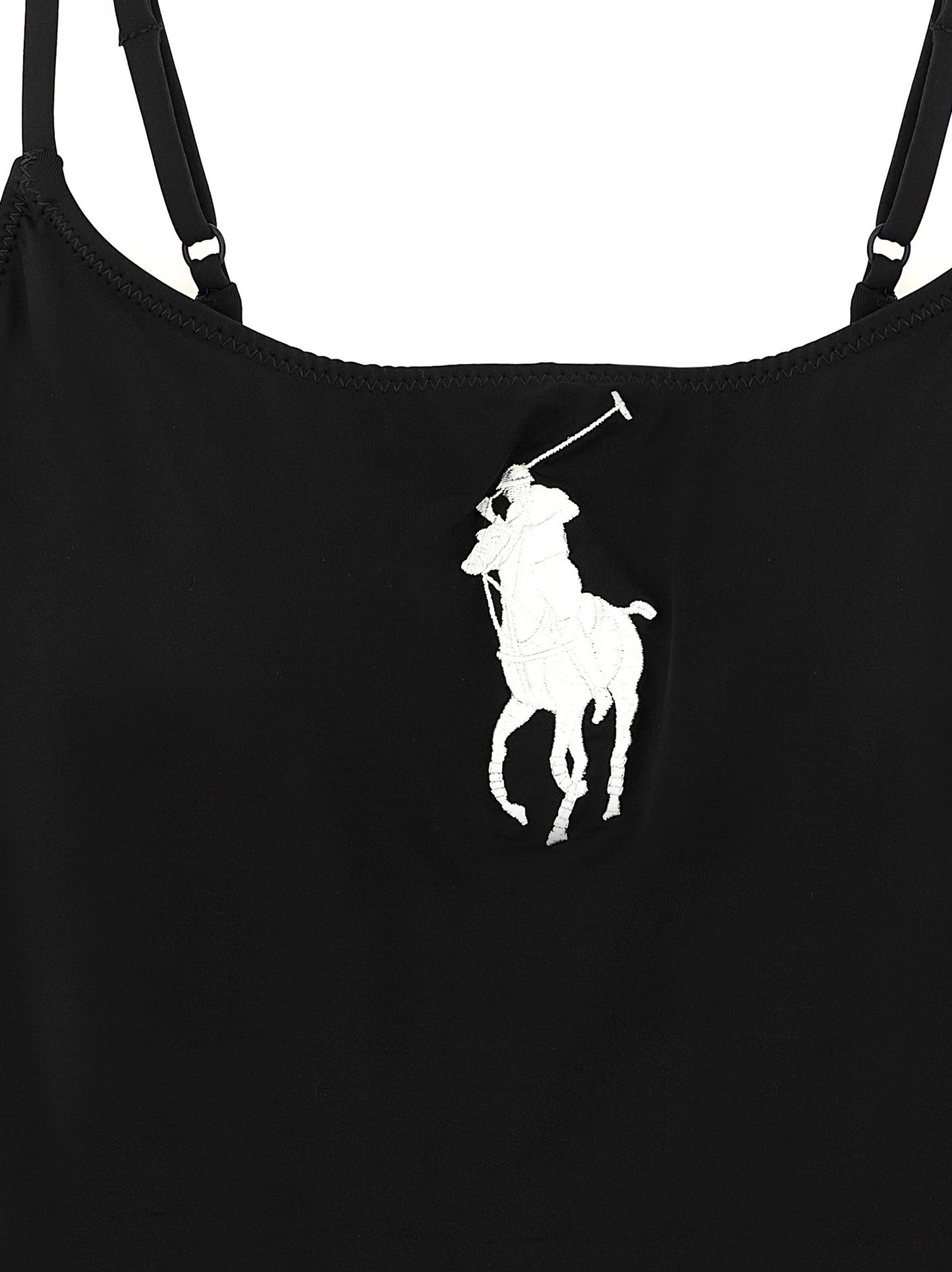 Traje de baño de una pieza de nailon negro Polo Ralph Lauren