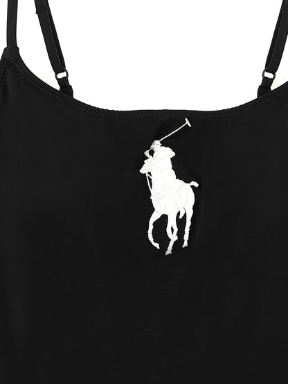 Traje de baño de una pieza de nailon negro Polo Ralph Lauren