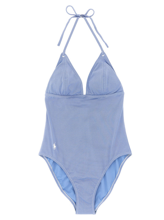 Traje de baño de una pieza de nailon azul Polo Ralph Lauren