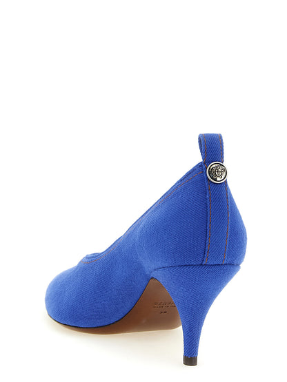 Zapatos de tacón medio de algodón azul de Versace