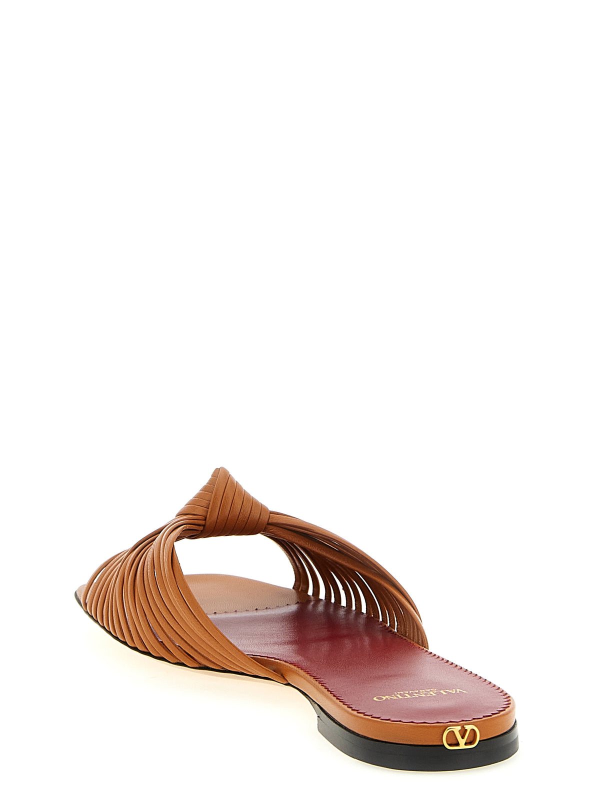 Valentino Garavani Sandalia Plana Marrón - Confort Piel De Cabra Annet