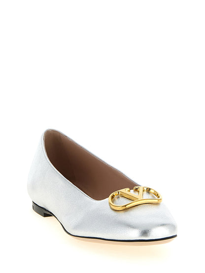 Ballerines Valentino Garavani en cuir d'agneau argenté