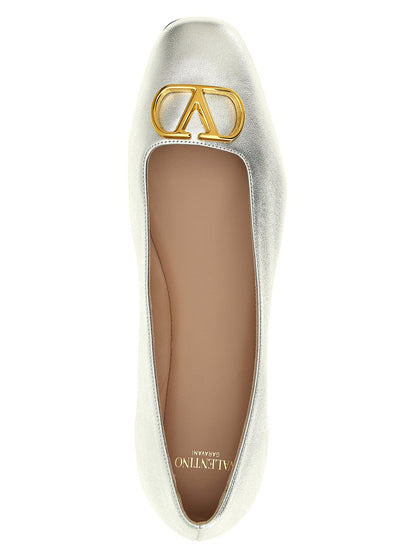 Ballerines Valentino Garavani en cuir d'agneau argenté