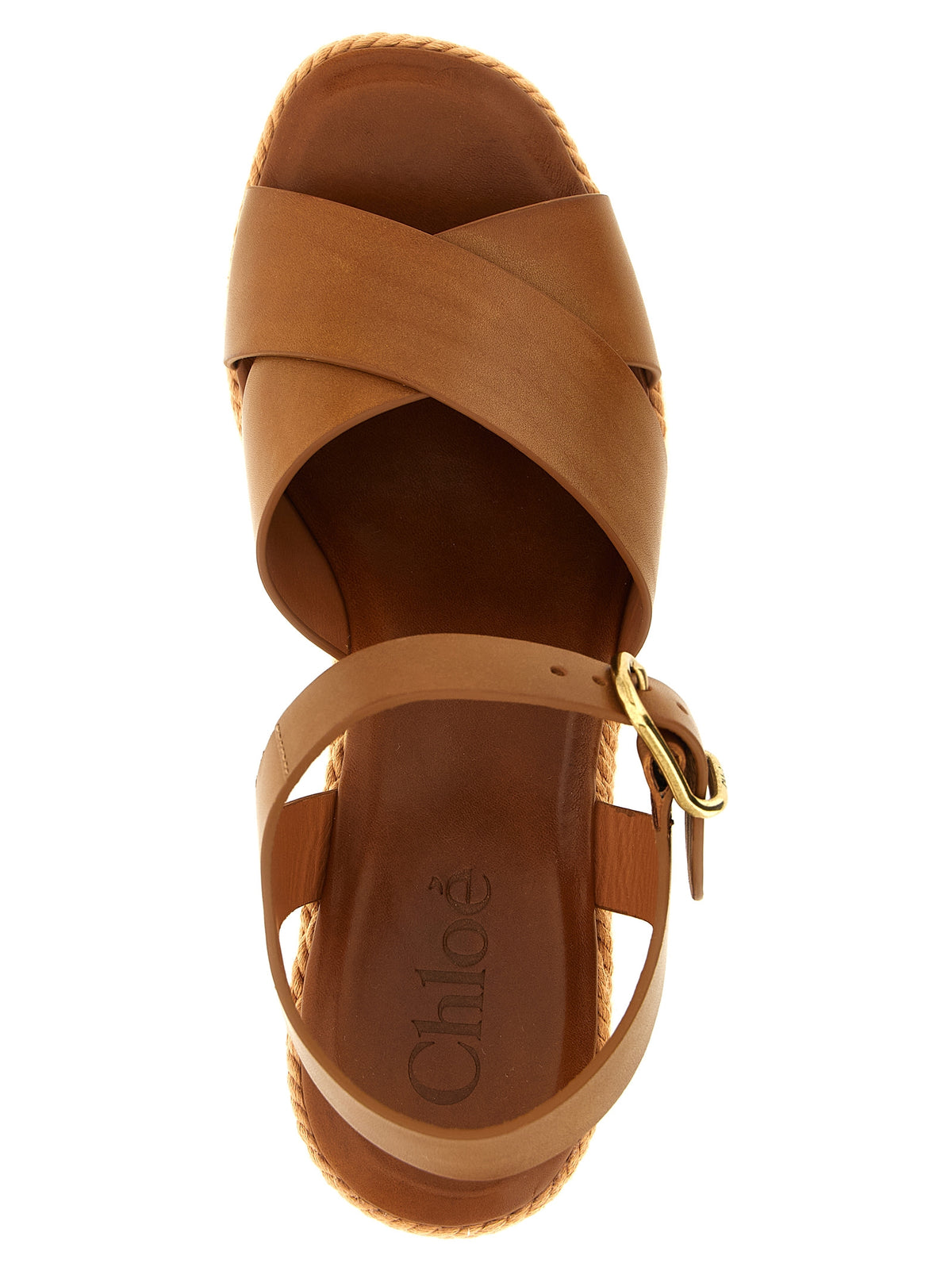 Chloé Sandalias De Cuña En Piel De Becerro Color Marrón