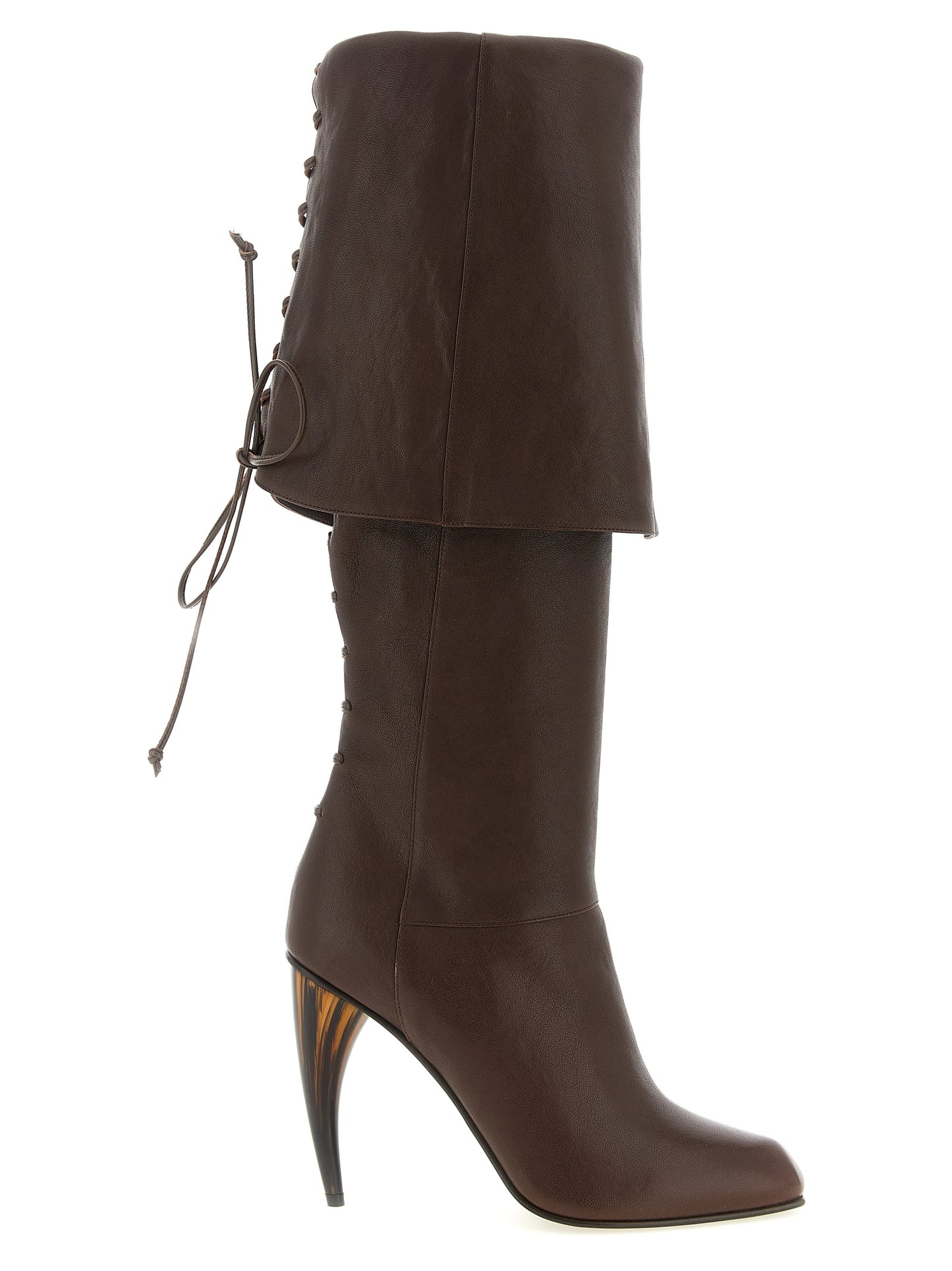 Alexander McQueen Botas altísimas de piel de cordero marrones