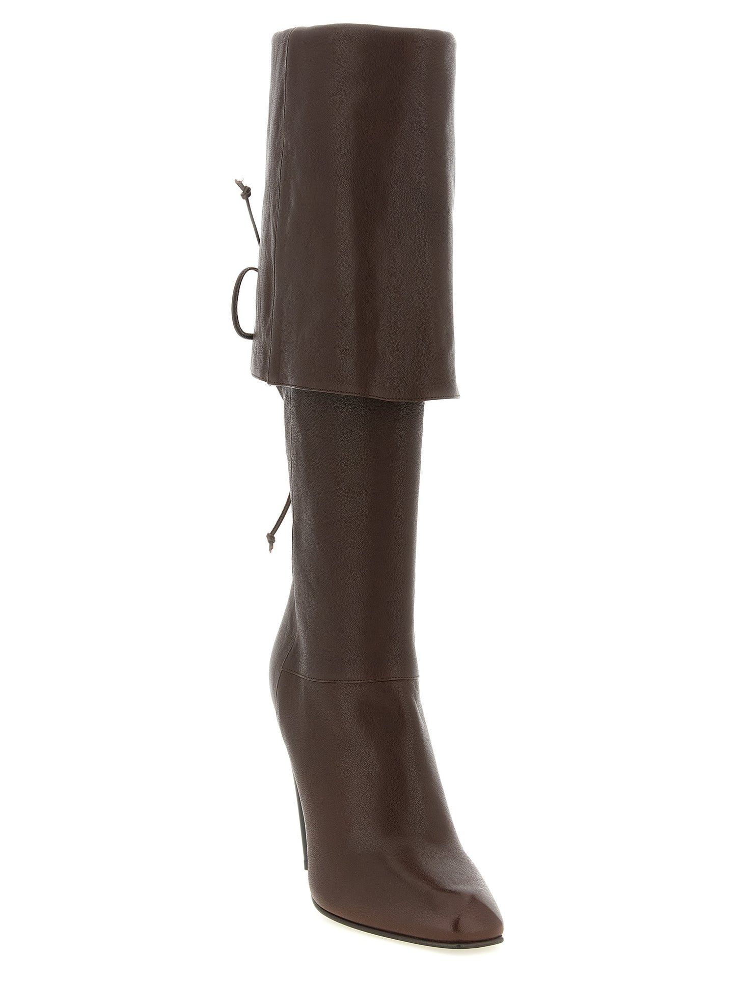 Alexander McQueen Botas altísimas de piel de cordero marrones