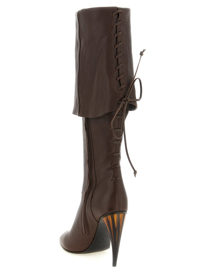 Alexander McQueen Botas altísimas de piel de cordero marrones