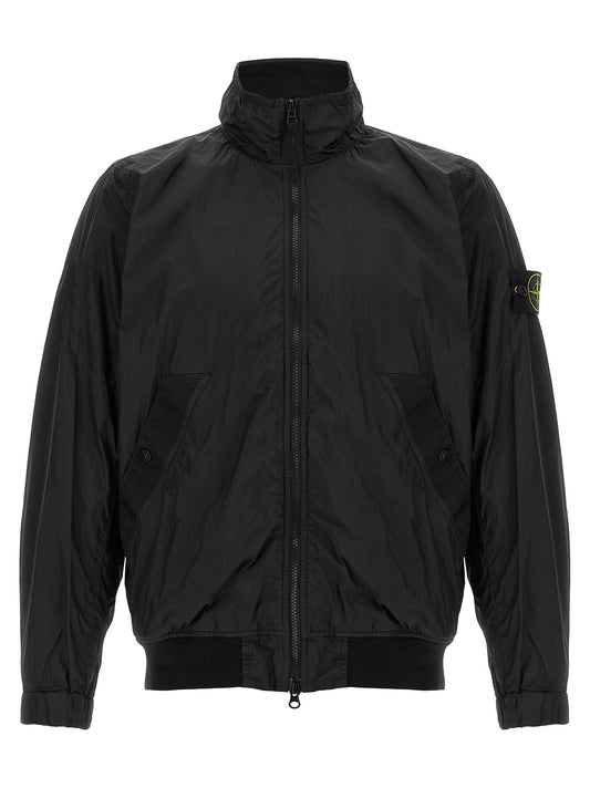 Chaqueta larga de poliamida negra Stone Island