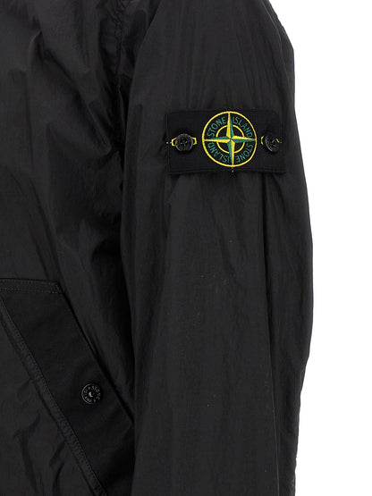 Chaqueta larga de poliamida negra Stone Island