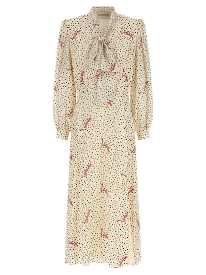 Vestido midi de seda multicolor Valentino Garavani