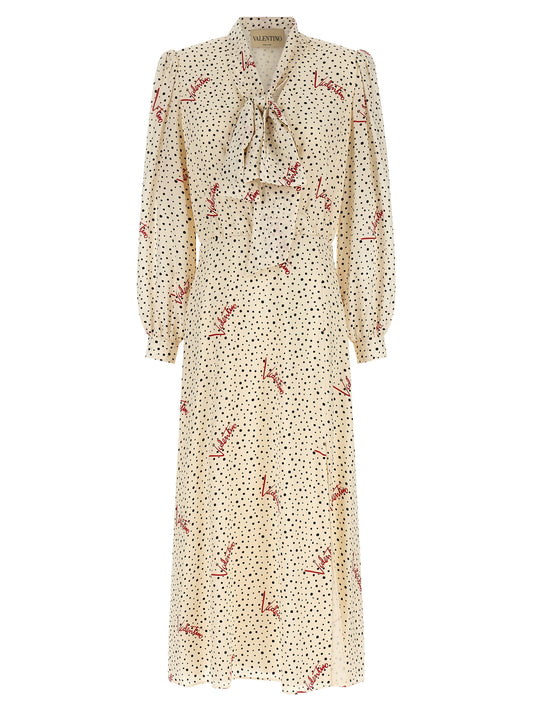 Vestido midi de seda multicolor Valentino Garavani