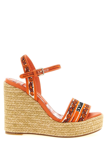Sandalias de cuña Dolce & Gabbana de algodón naranja