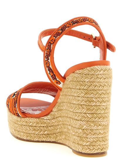 Sandalias de cuña Dolce & Gabbana de algodón naranja