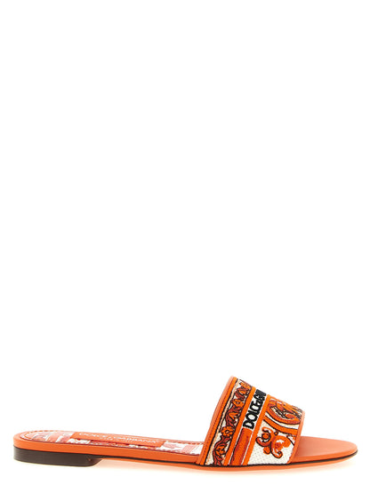 Dolce & Gabbana Orange Cotton Slider Sandals