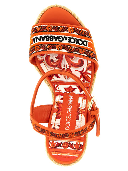 Sandalias de cuña Dolce & Gabbana de algodón naranja