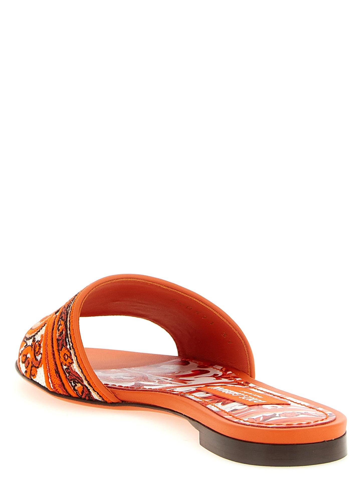 Dolce & Gabbana Orange Cotton Slider Sandals