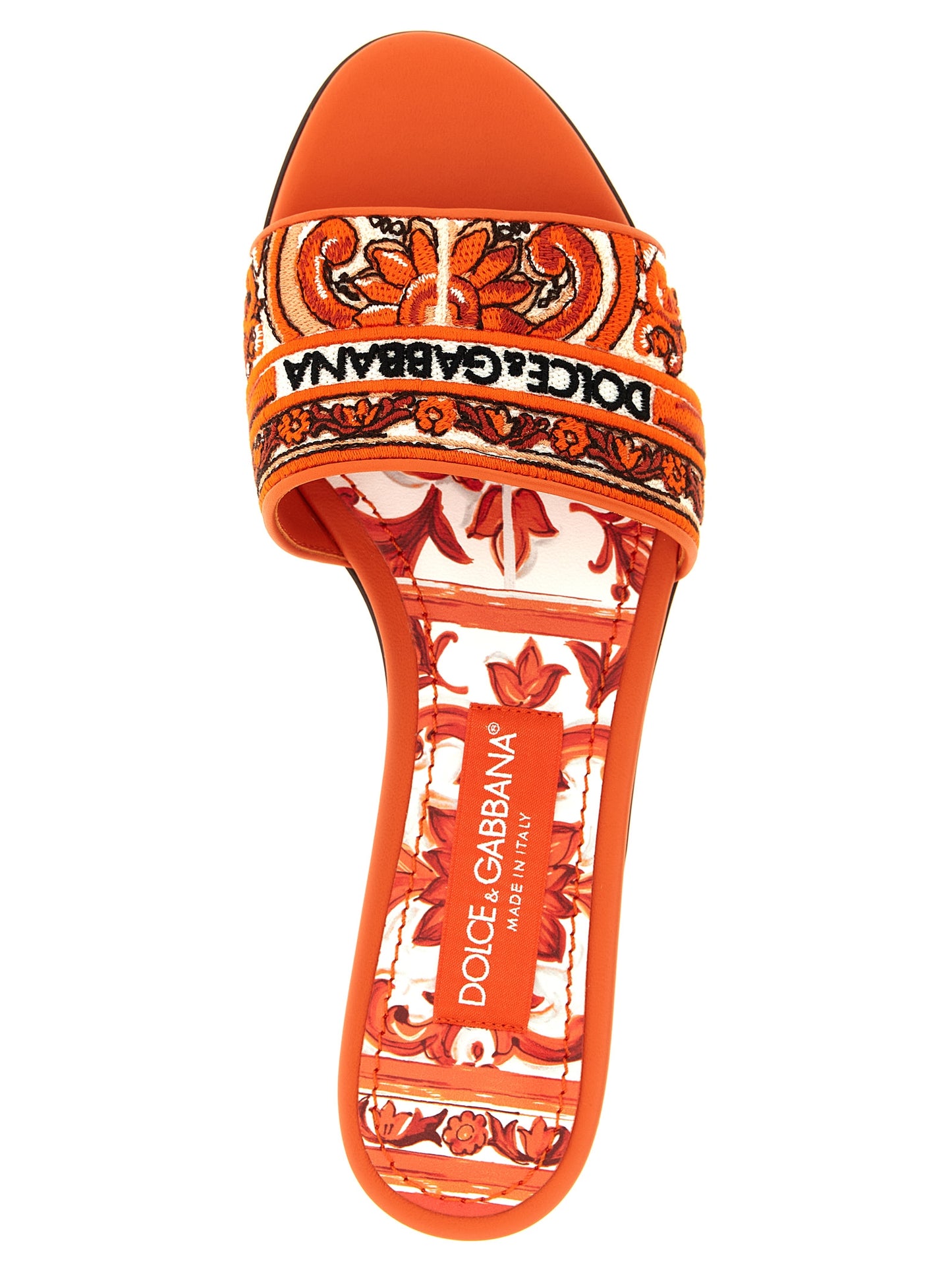 Dolce & Gabbana Orange Cotton Slider Sandals