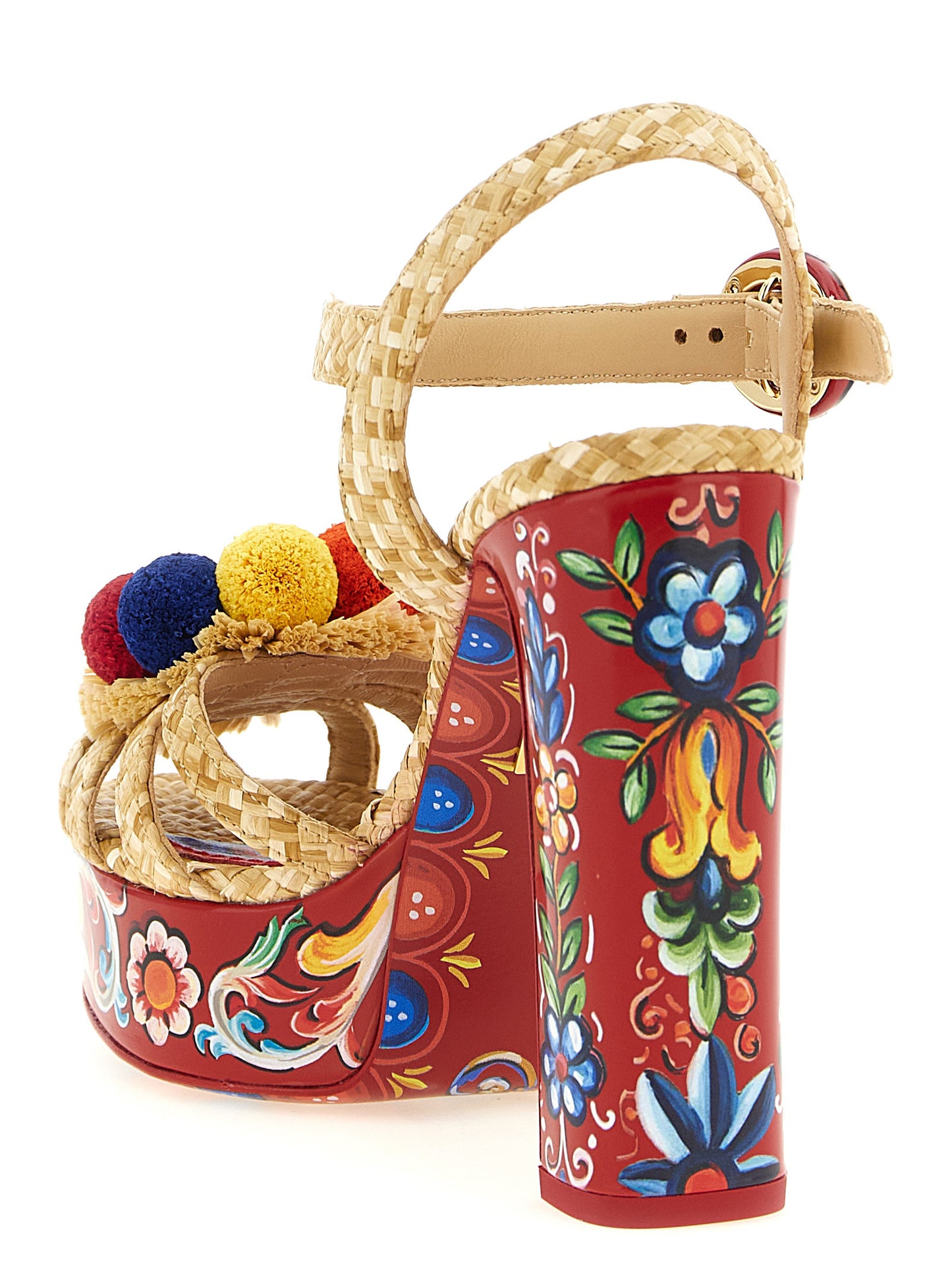 Sandalias de tacón de aguja de viscosa multicolor de Dolce & Gabbana