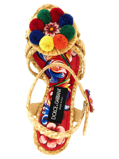 Sandalias de tacón de aguja de viscosa multicolor de Dolce & Gabbana