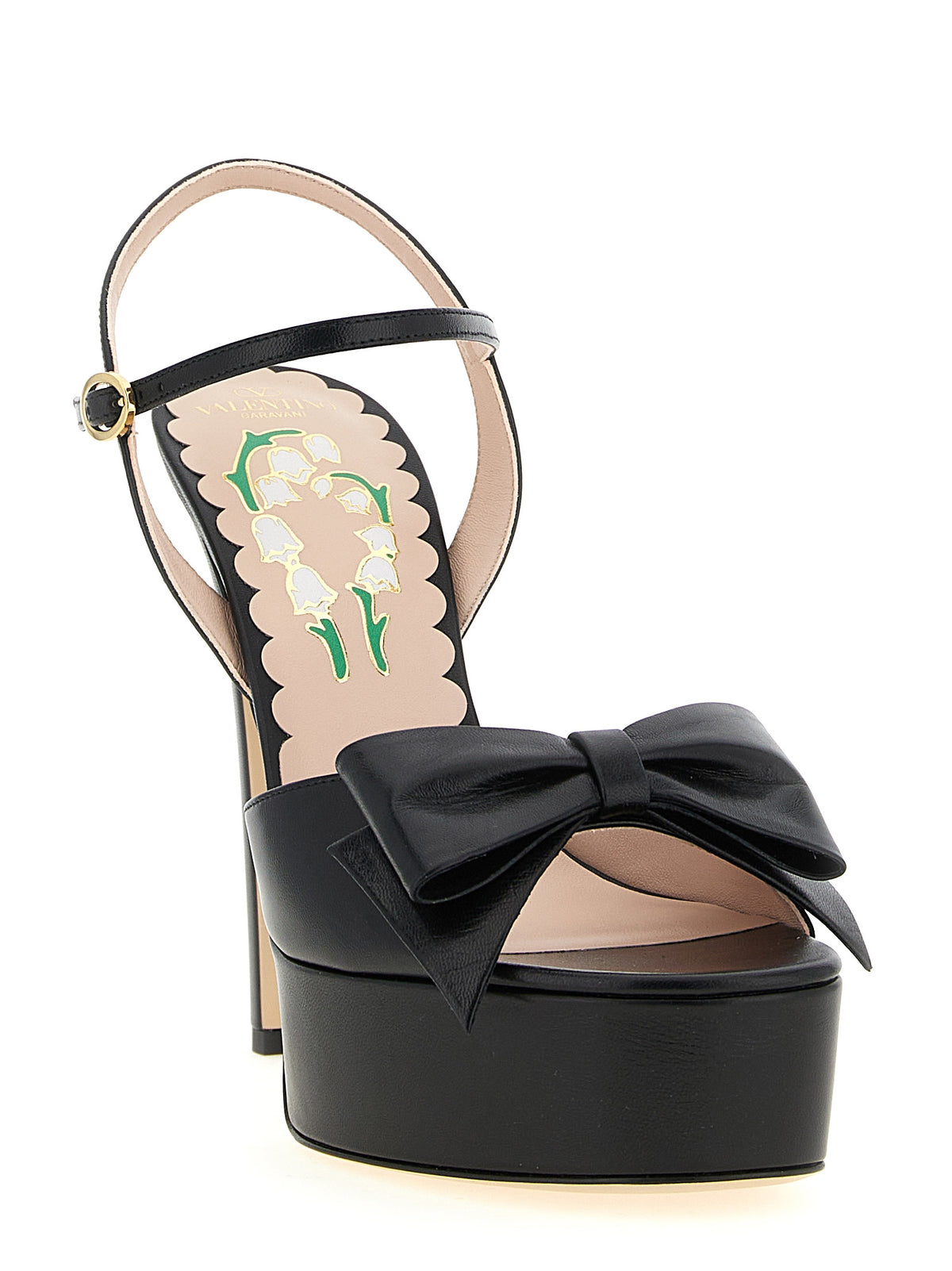 Valentino Garavani Black Leather Stiletto Sandals