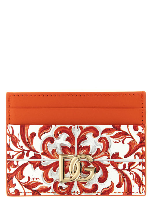 Tarjetero Dolce & Gabbana de piel de becerro naranja
