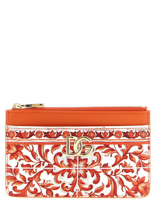 Tarjetero Dolce & Gabbana de piel de becerro naranja