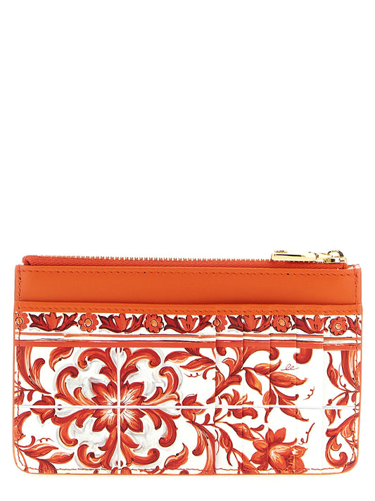 Tarjetero Dolce & Gabbana de piel de becerro naranja