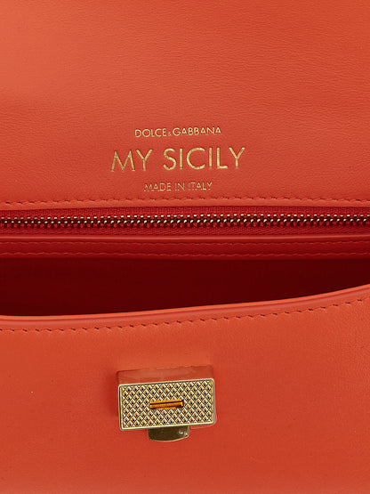 Bolso de mano Dolce & Gabbana de piel de becerro naranja