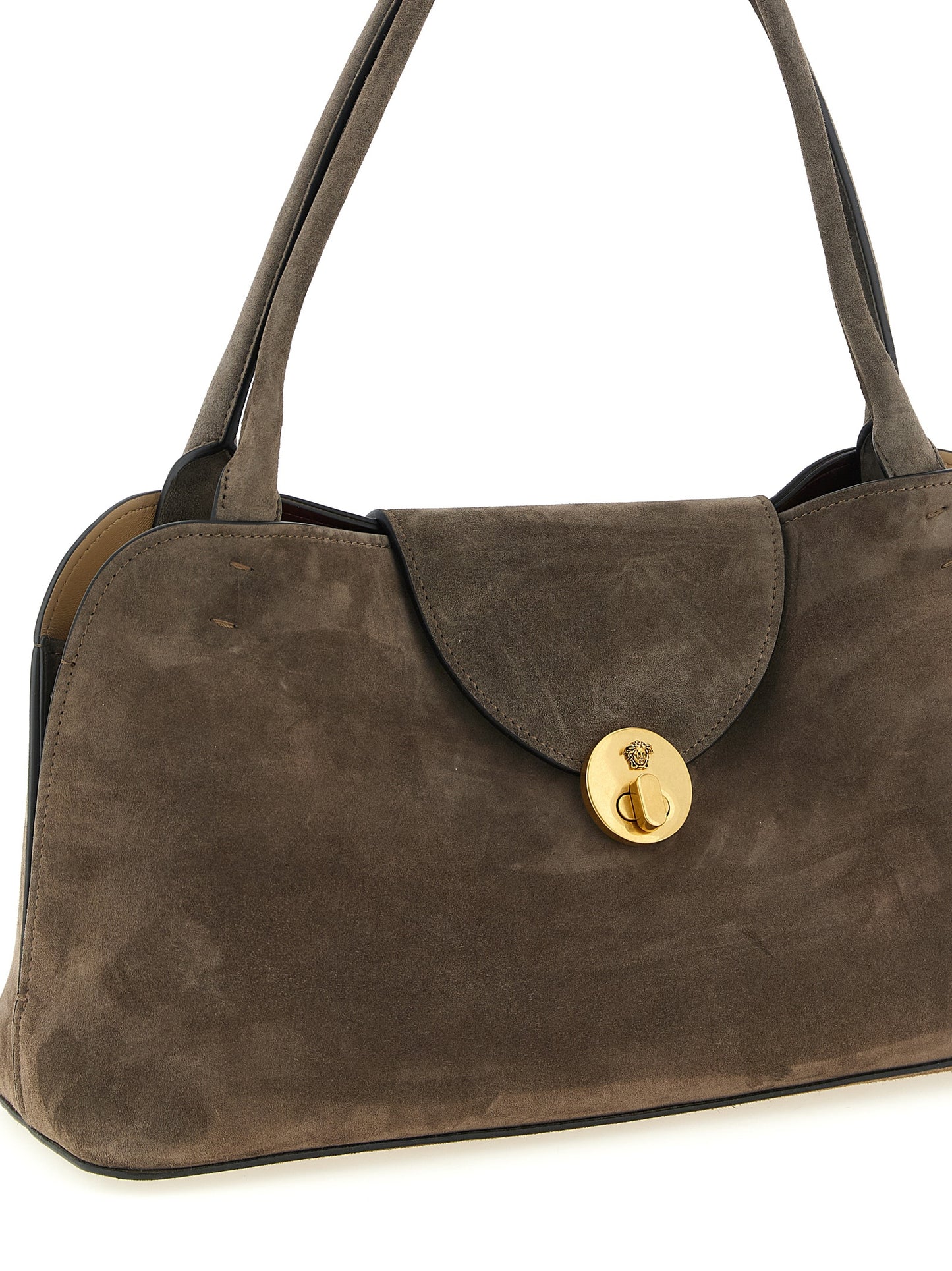 Sac à bandoulière en cuir de veau marron Versace