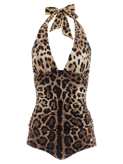 Traje de baño Dolce & Gabbana de una pieza de poliamida marrón