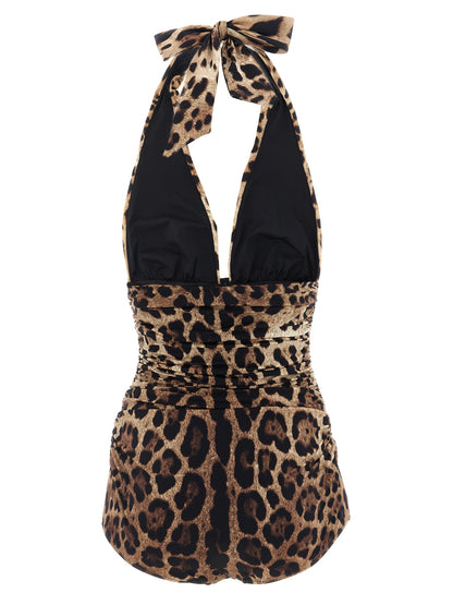 Traje de baño Dolce & Gabbana de una pieza de poliamida marrón