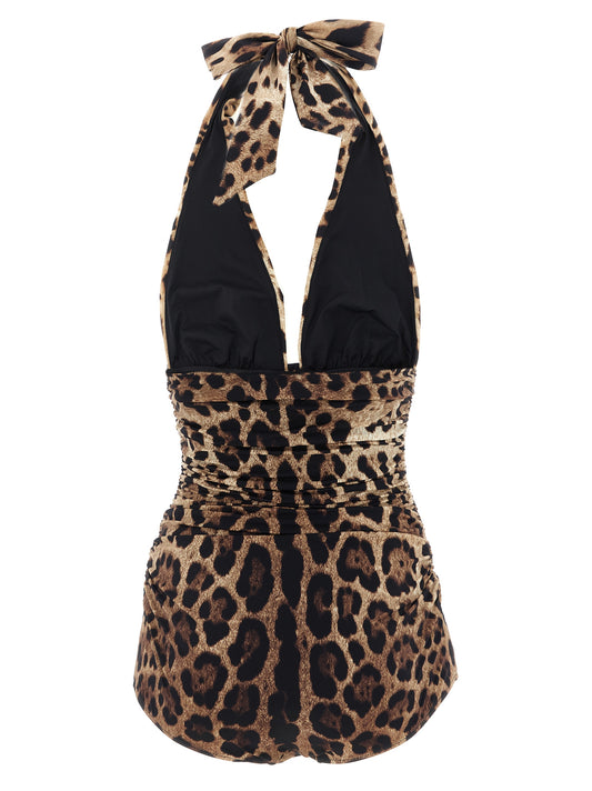 Traje de baño Dolce & Gabbana de una pieza de poliamida marrón