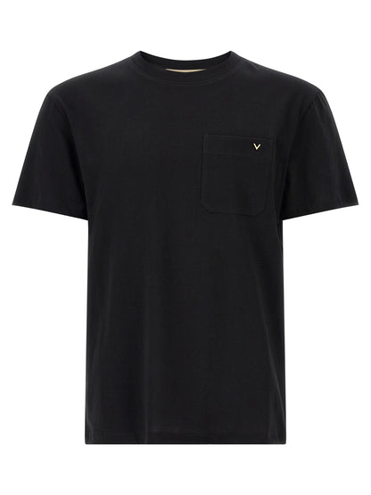 Camiseta de algodón negra Valentino Garavani