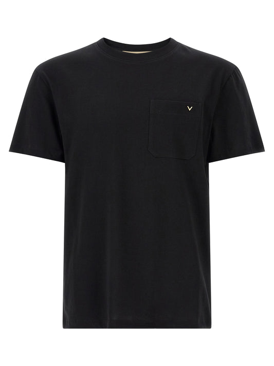 Camiseta de algodón negra Valentino Garavani