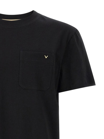 Camiseta de algodón negra Valentino Garavani