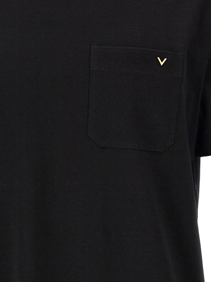 Camiseta de algodón negra Valentino Garavani