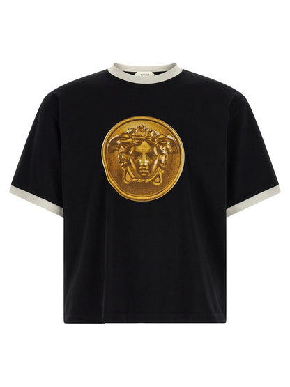 Versace Camiseta de Algodón Negro - Diseño Relajado y Confort