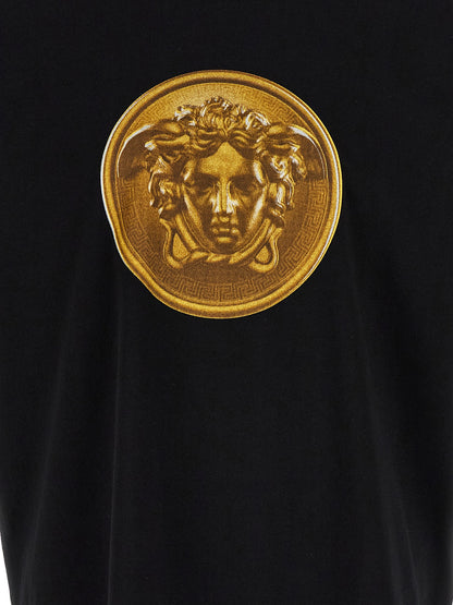 Versace Camiseta de Algodón Negro - Diseño Relajado y Confort