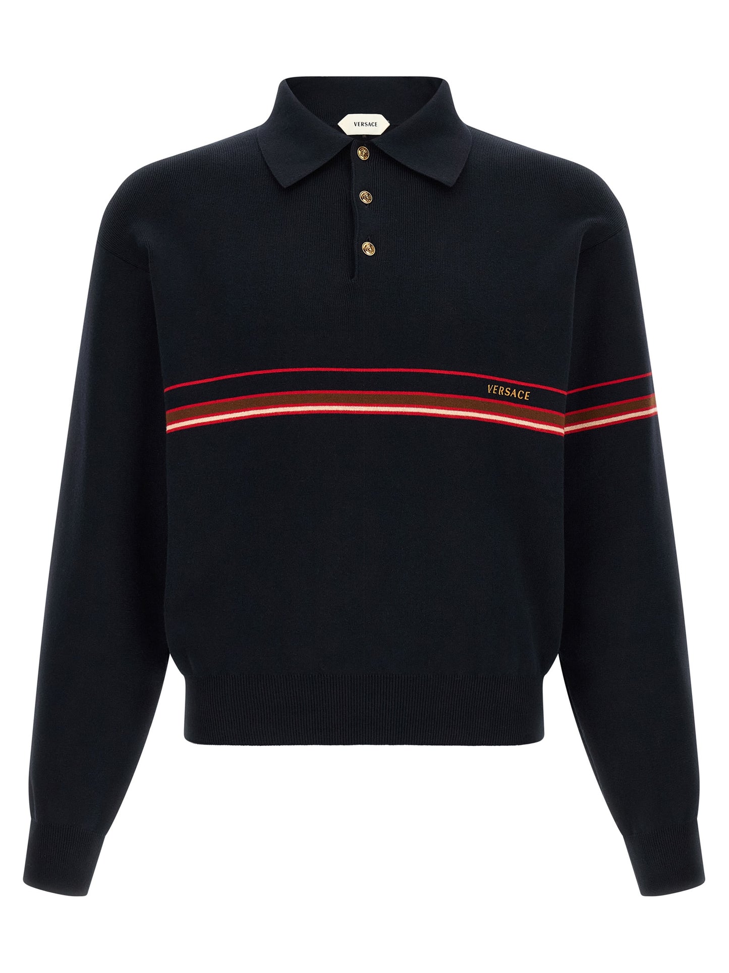 Camisa polo Versace azul de algodón