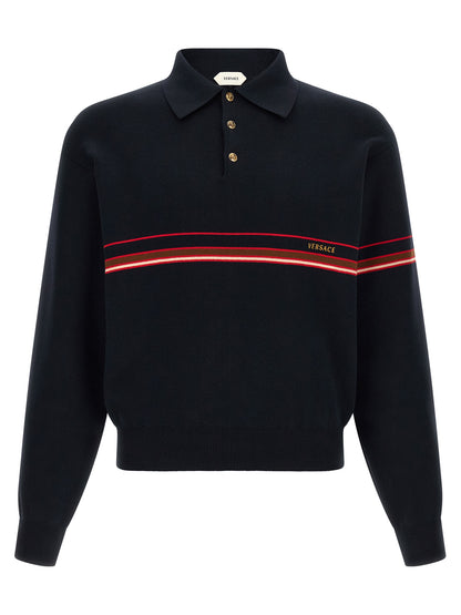 Camisa polo Versace azul de algodón