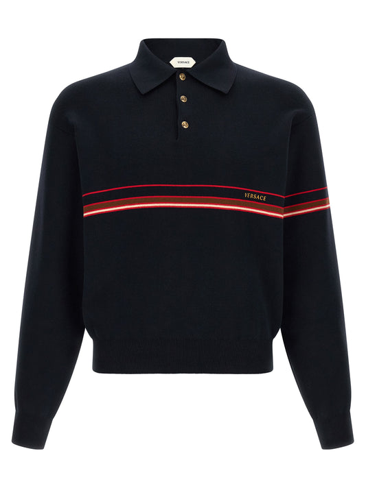 Camisa polo Versace azul de algodón