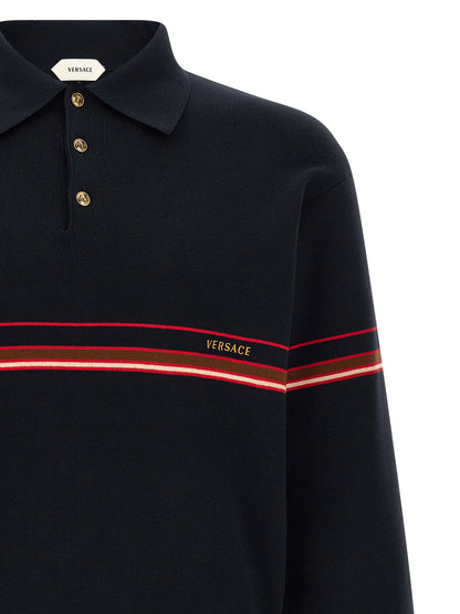 Camisa polo Versace azul de algodón