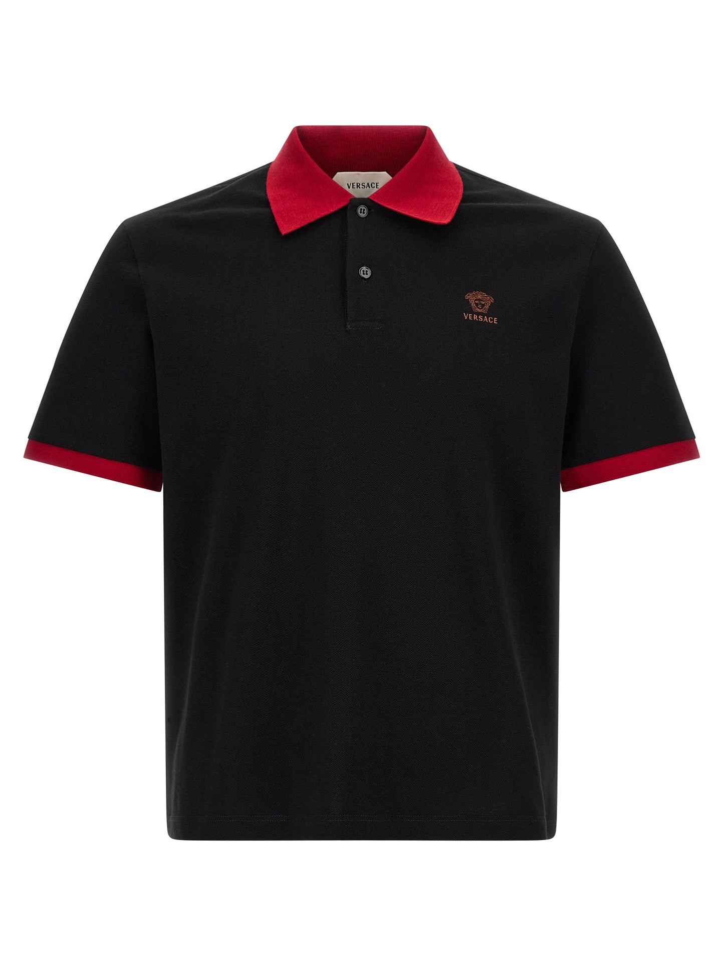 Polo De Algodón Negro Fresco y Transpirable Versace