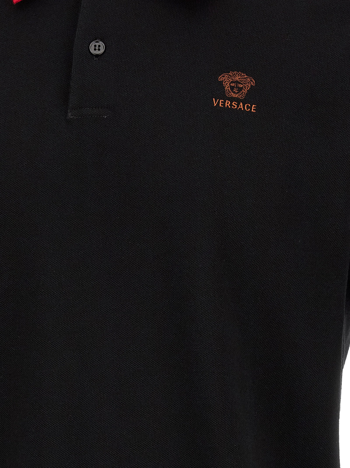 Polo De Algodón Negro Fresco y Transpirable Versace