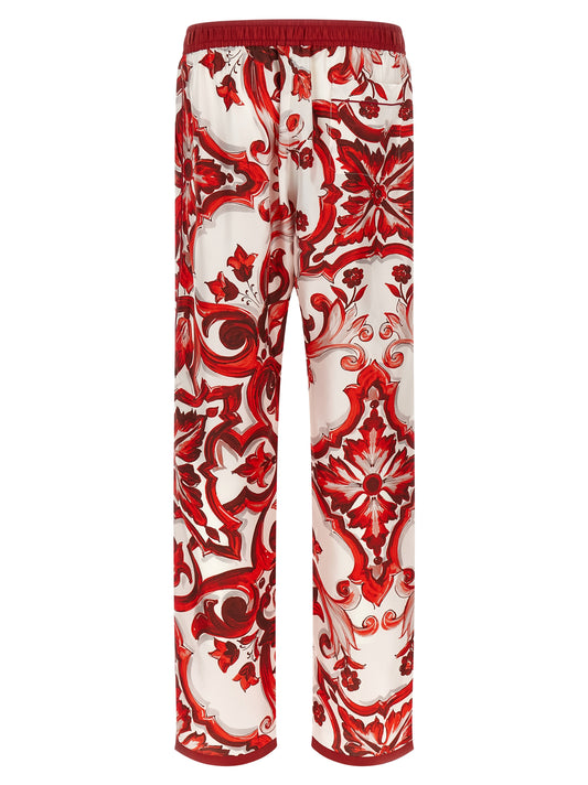 Pantalones informales de seda multicolor Dolce & Gabbana