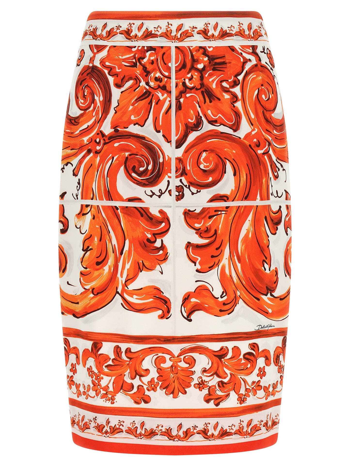 Dolce & Gabbana Refined Silhouette Orange Silk Midi Skirt
