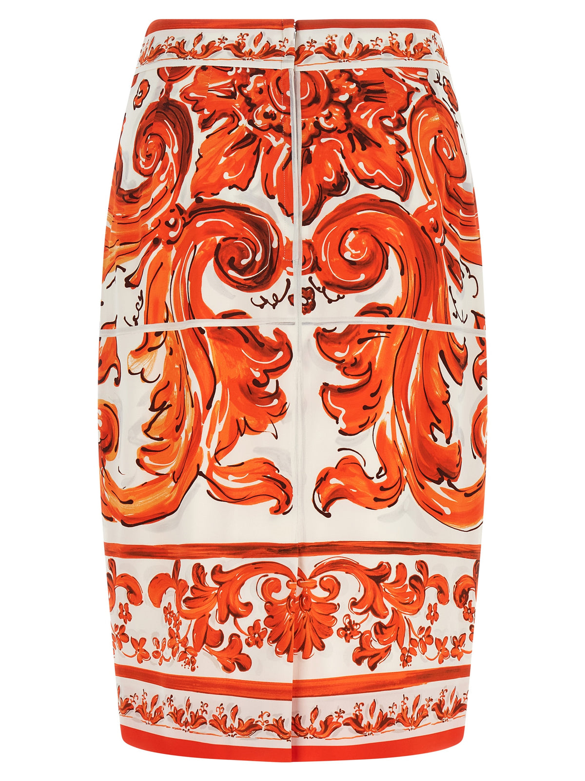 Dolce & Gabbana Refined Silhouette Orange Silk Midi Skirt
